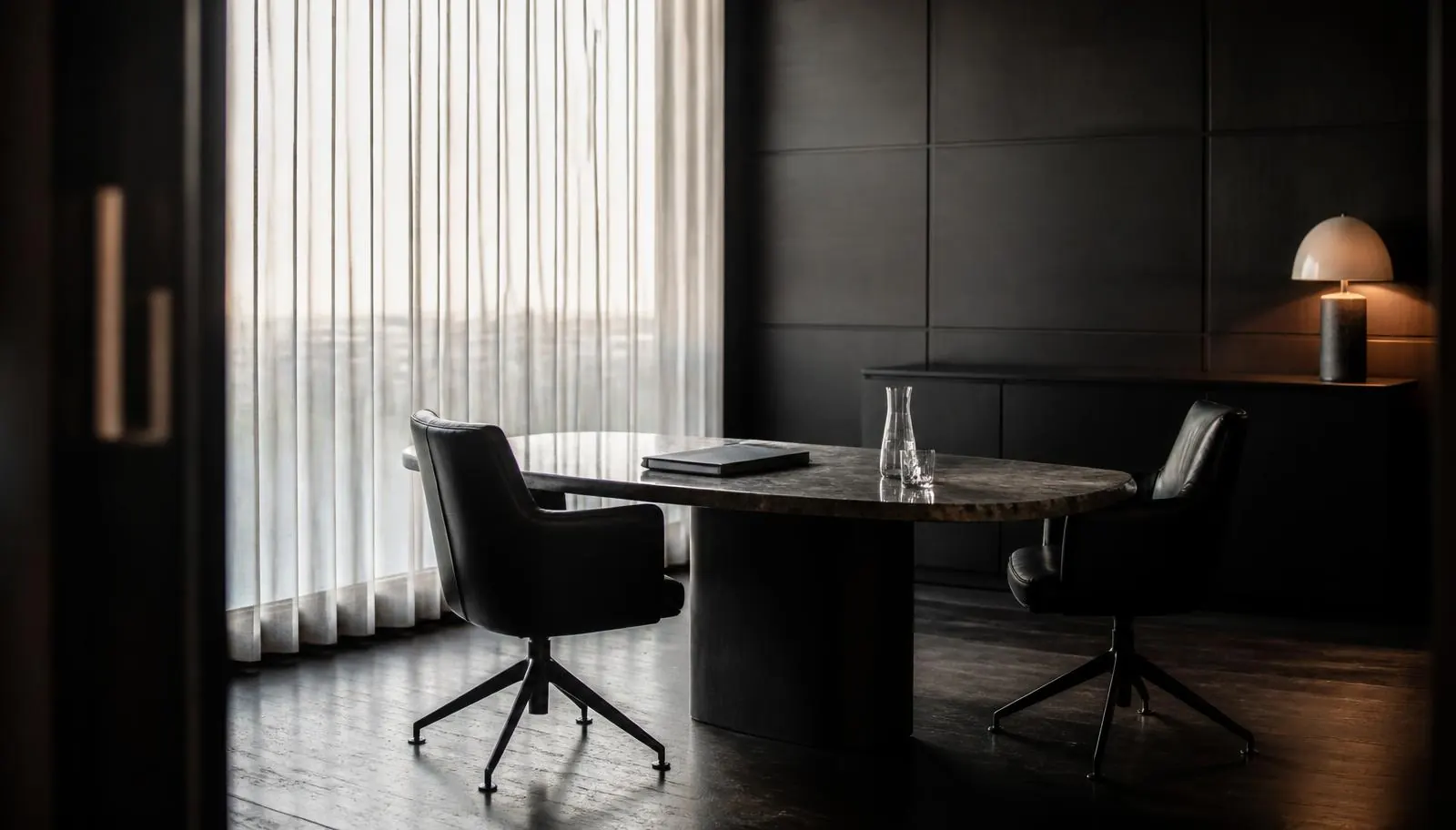 Private consultation room set for a meeting with an Oregon cannabis CPA and a dispensary ownership group