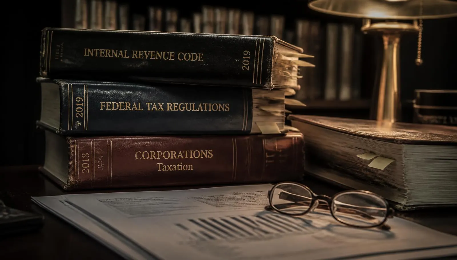 Accounting and tax reference volumes beside a printed Oregon cannabis financial reporting package